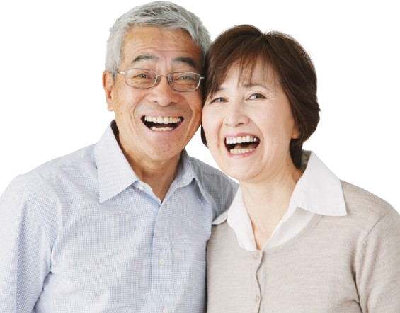 Joyful Asian senior couple laughing together covered by senior insurance plans in Denver